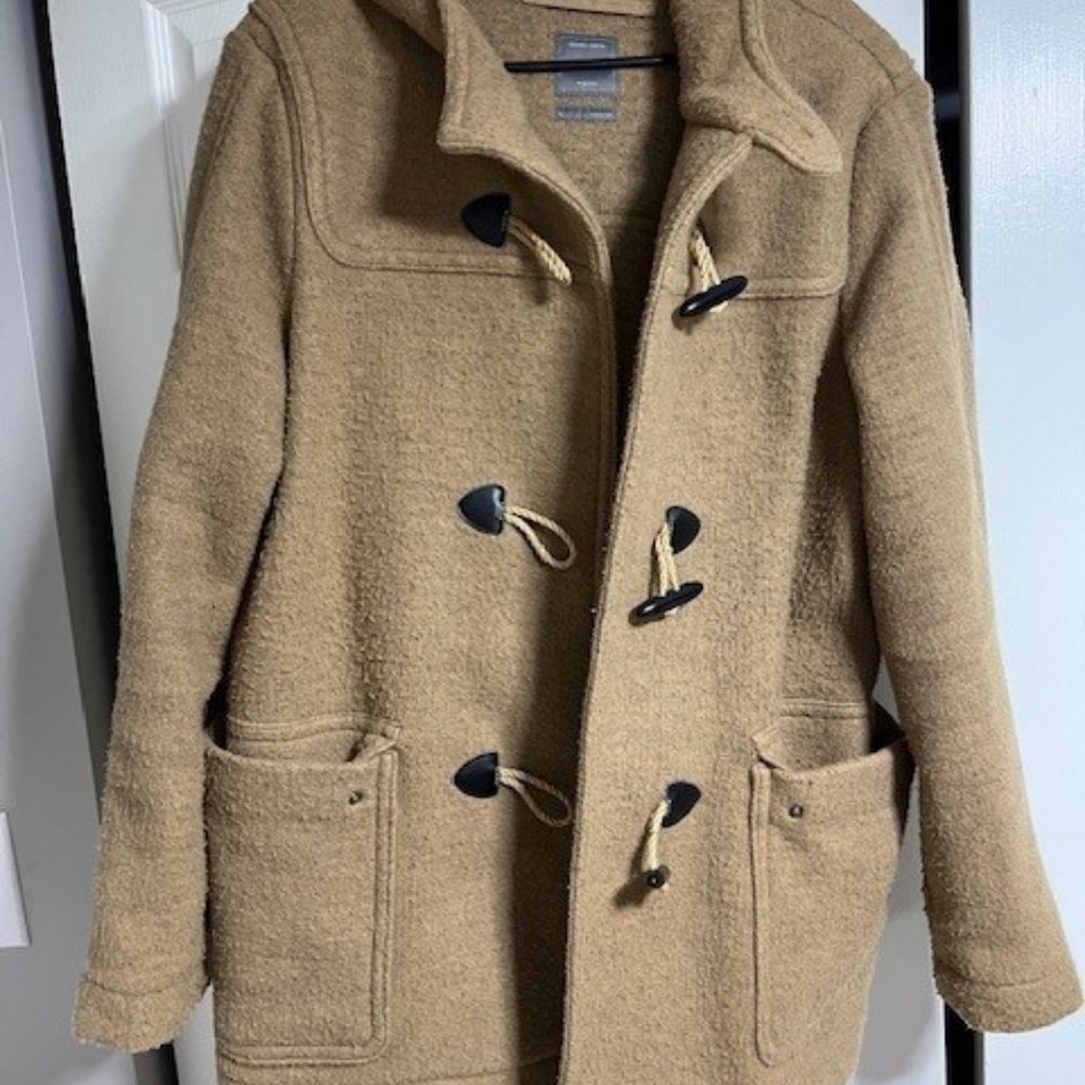 Gap Wool Blend Tan Duffle Coat with Toggle Buttons-UNLINED